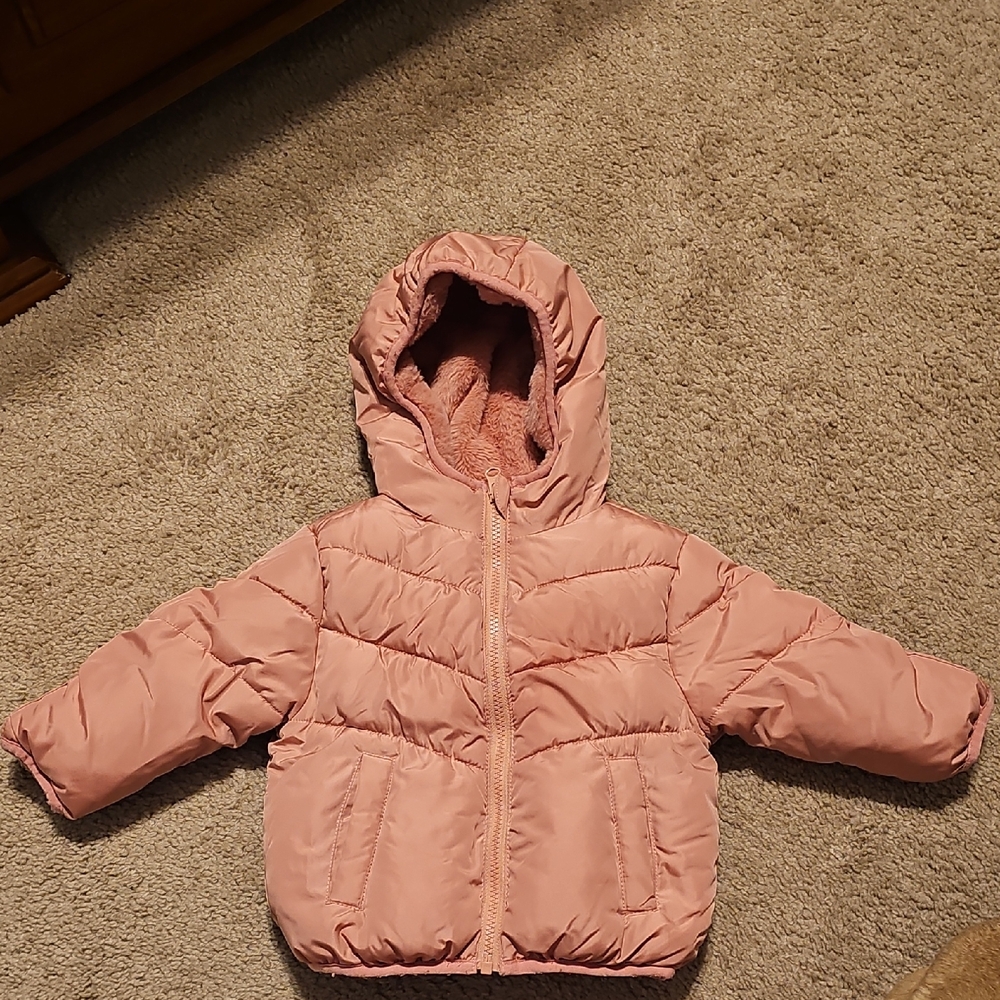 Pink Hooded Puffer Jacket